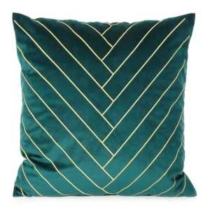 Poszewka dekoracyjna velvet Mandy  45x45 turkusowo złota + wypełnienie