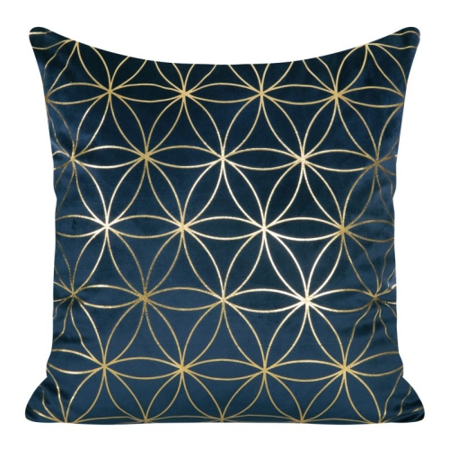 Poszewka dekoracyjna velvet Saly granatowo złota 45x45