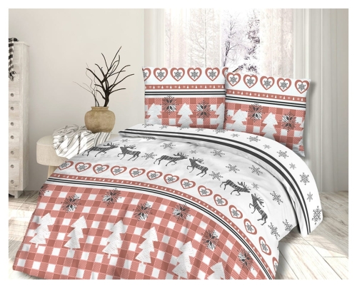 Pościel flanelowa świąteczna 200x220 w renifery 