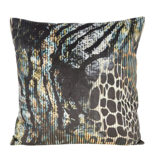 Poszewka dekoracyjna czarno kremowo niebieska 45x45 Carla