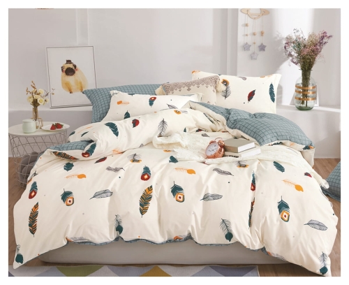 Komplet pościeli dwustronnej kremowej 200x220 w pióra