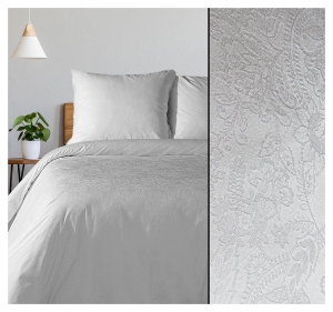 Komplet pościeli adamaszek 160x200 białej z żakardowym wzorem