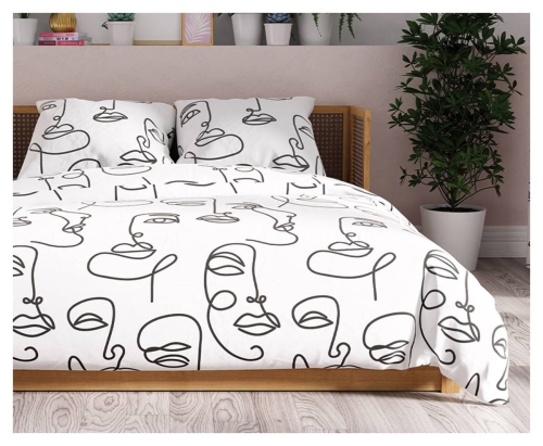 Komplet pościeli z bawełny satynowej 220x200 biało czarnej