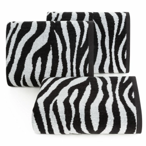 Ręcznik 50x90 Zebra czarno biały żakaradowy 