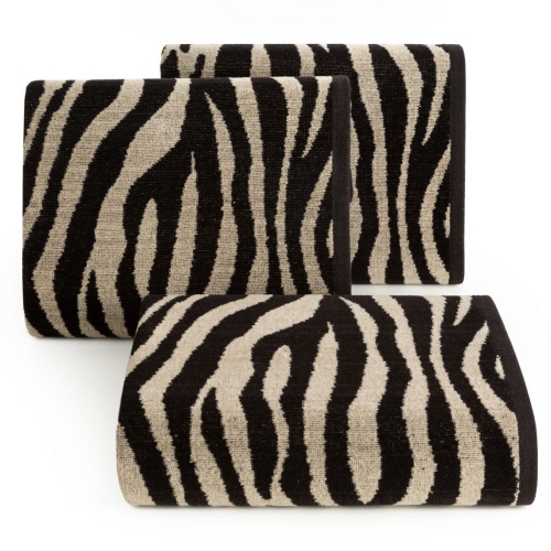 Ręcznik 50x90 Zebra czarno beżowy żakaradowy 