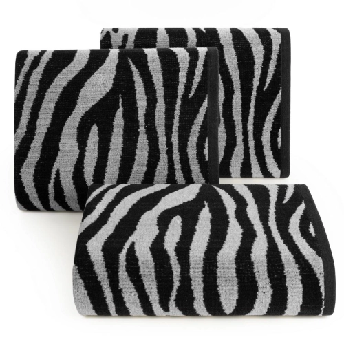 Ręcznik 50x90 Zebra czarno stalowy żakaradowy 