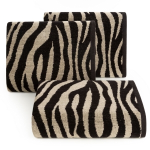 Ręcznik 70x140 Zebra czarno beżowy żakardowy