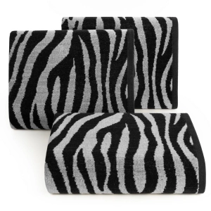 Ręcznik 70x140 Zebra czarno stalowy żakardowy
