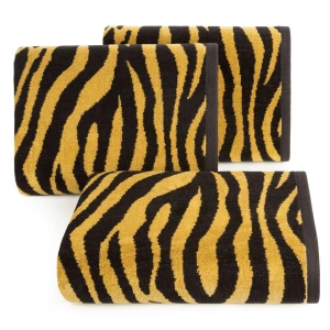 Ręcznik 70x140 Zebra czarno miodowy żakardowy