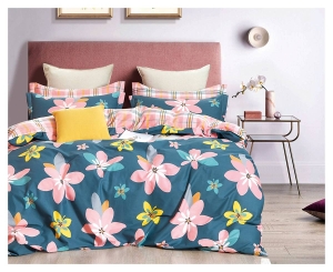 Komplet pościeli dwustronnej granatowo różowa 200x200