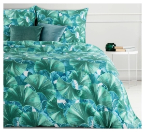 Komplet pościeli z bawełny satynowej turkusowej 220x200 Nika