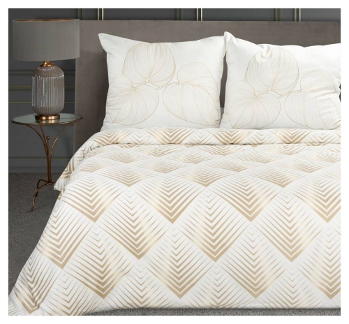 Ekskluzywna pościel makosatyna biało złota 160x200 Blanca