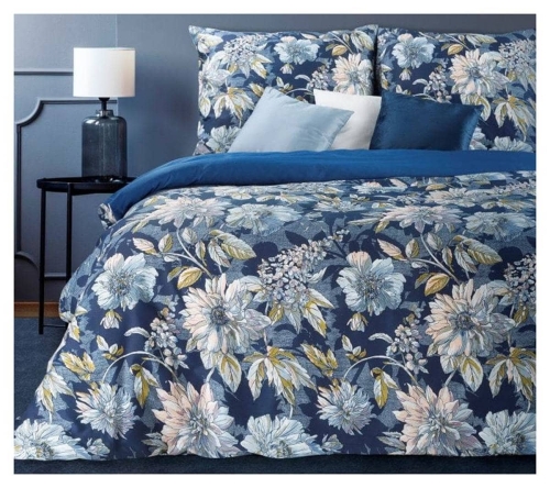 Komplet pościeli z bawełny satynowej 160x200 w kwiaty Navia