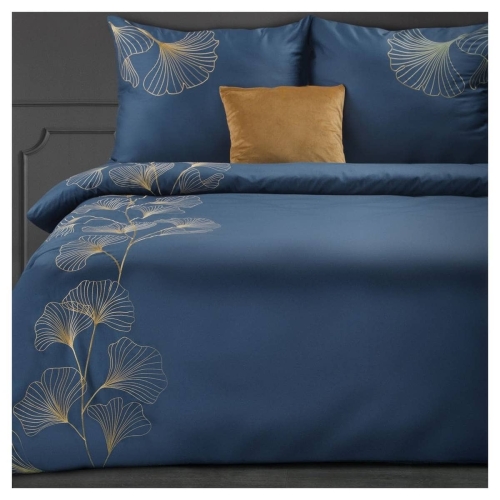 Premium pościel haftowana 160x200 granatowo złota