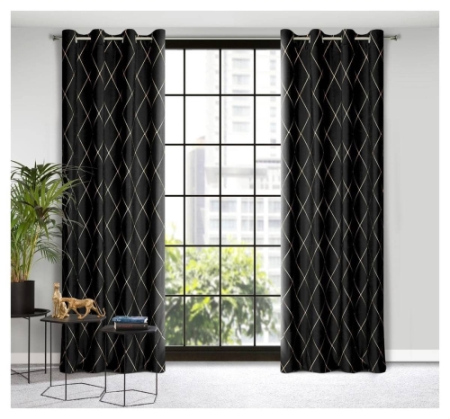 Zasłona Margo 140x250 czarno złota przelotki
