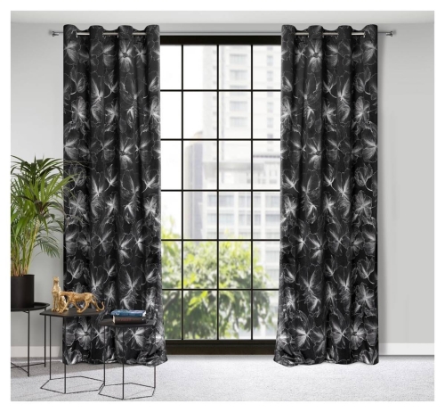 Zasłona Stella 140x250 czarno srebrna przelotki