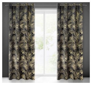 Zasłona Stella 140x250 czarno złota przelotki