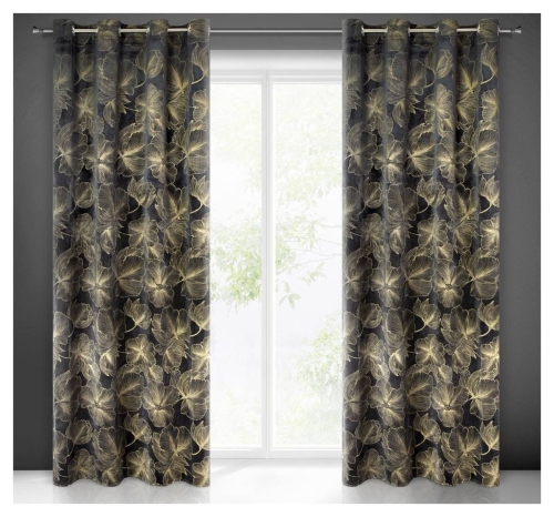 Zasłona Stella 140x250 czarno złota przelotki