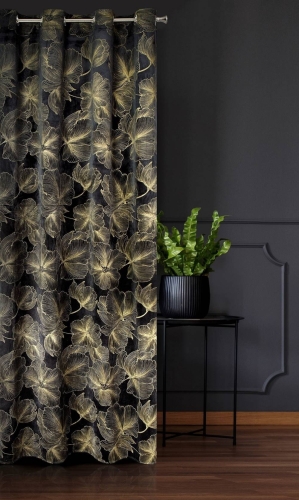 Zasłona Stella 140x250 czarno złota przelotki