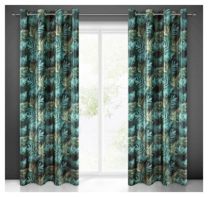 Zasłona Anna 140x250 czarno zielona przelotki