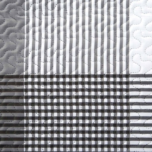 Narzuta czarno biało popielata 200x220 w kratę