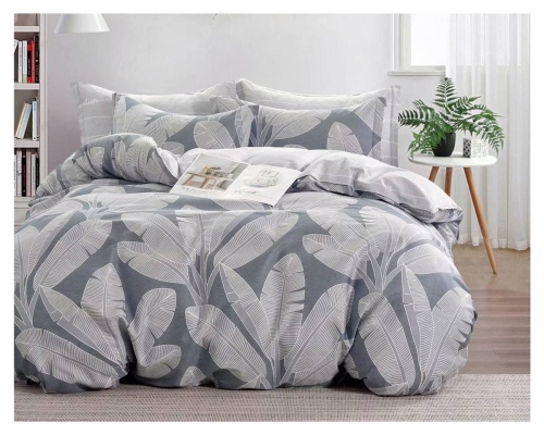 Komplet pościeli dwustronnej popielatej 160x200 w liście