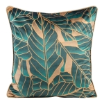 Poszewka LC velvet ciemno turkusowo beżowa 45x45 Lili liście
