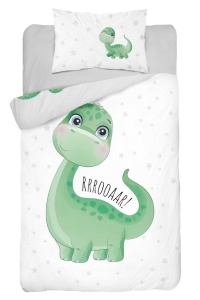 Komplet pościeli bawełnianej do łóżeczka 100x135 Dinozaur