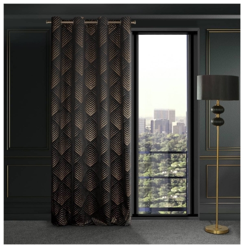 Zasłona Victoria 140x250 czarno złota przelotki