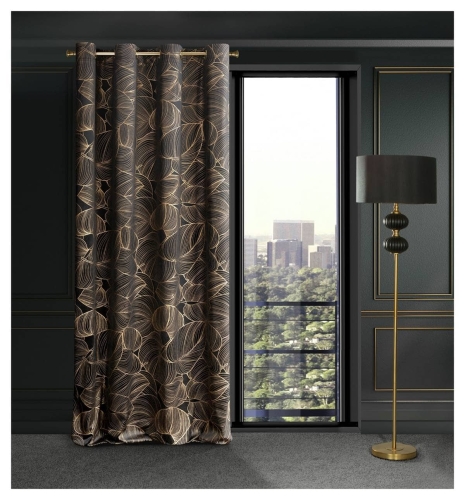 Zasłona Victoria 140x250 czarno złota przelotki