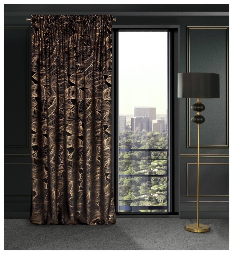 Zasłona Victoria 140x270 czarno złota taśma