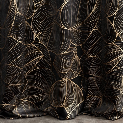 Zasłona Victoria 140x270 czarno złota taśma