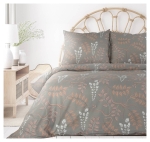 Ekskluzywna pościel Terra Collection stalowa w listki 220x200 Seville