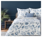 Ekskluzywna pościel Terra Collection biała w błękitne kwiaty 220x200 Palermo