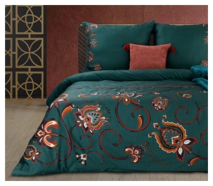 Ekskluzywna pościel Terra Collection zielono pomarańczowa 160x200 Morocco