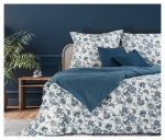 Ekskluzywna pościel Terra Collection biało granatowa w kwiaty 160x200 Palermo