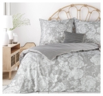Ekskluzywna pościel Terra Collection popielata w kwiaty 160x200 Seville