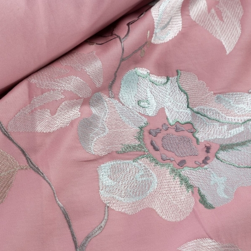 Premium pościel haftowana 220x200 pudrowo srebrna