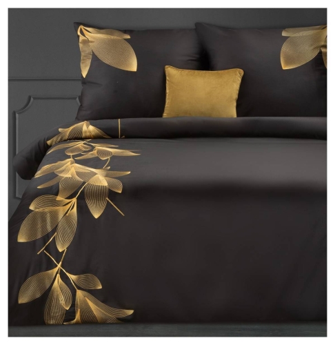 Premium pościel haftowana 220x200 czarno złota