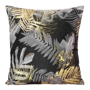 Poszewka dekoracyjna velvet czarno popielato złota 40x40 Bali