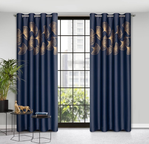 Zasłona Harmony 140x250 granatowo złota przelotki
