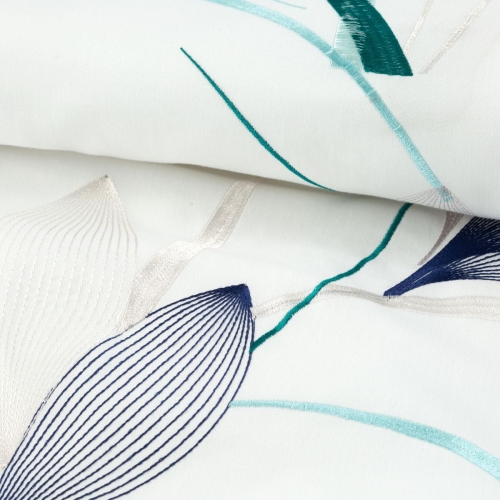 Premium pościel haftowana 220x200 biało miętowa