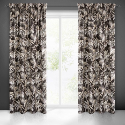Zasłona Rodos 140x270 czarno srebrna taśma