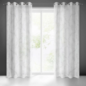 Zasłona Fiore 140x250 biało popielata przelotki