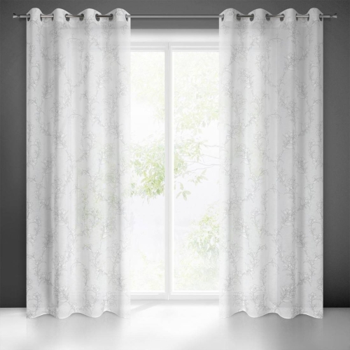 Zasłona Fiore 140x250 biało popielata przelotki
