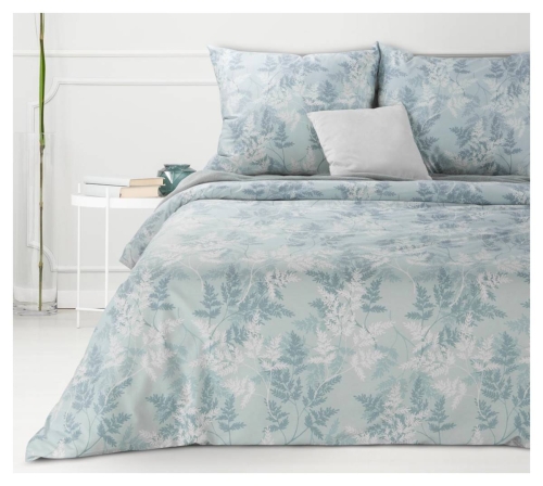 Komplet pościeli bawełnianej błękitnej w listki 220x200 Sara