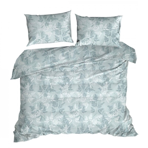 Komplet pościeli bawełnianej błękitnej w listki 220x200 Sara
