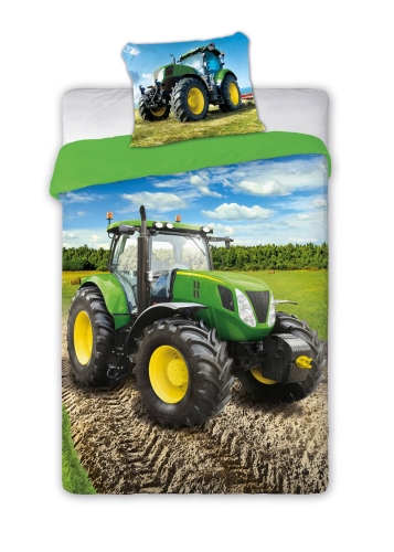 Pościel bawełniana 160x200 Traktor zielony