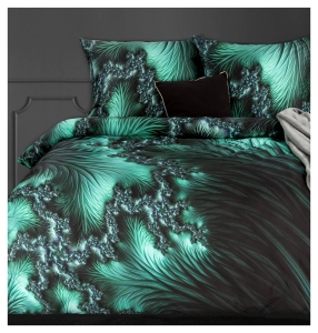Pościel makosatyna bawełniana czarno turkusowa 220x200 Premium