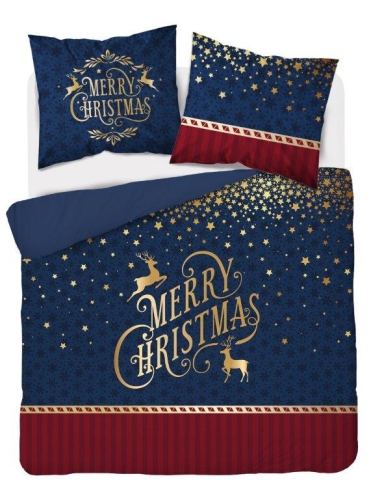 Komplet pościeli świątecznej granatowo czerwona Merry Christmas 160x200 Holland